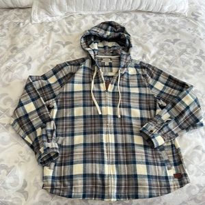 L.L.Bean Full Zip Scotch Plaid Flannel Hoodie in Indigo Tartan